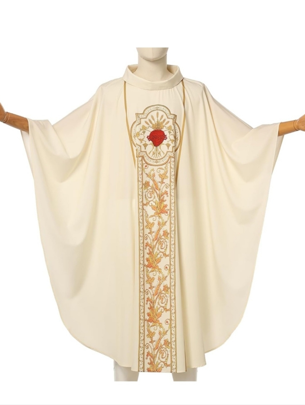 Cream Men’s Kaftan Sacred Heart Robe‎ Costume Oversized Caftan Style One Size